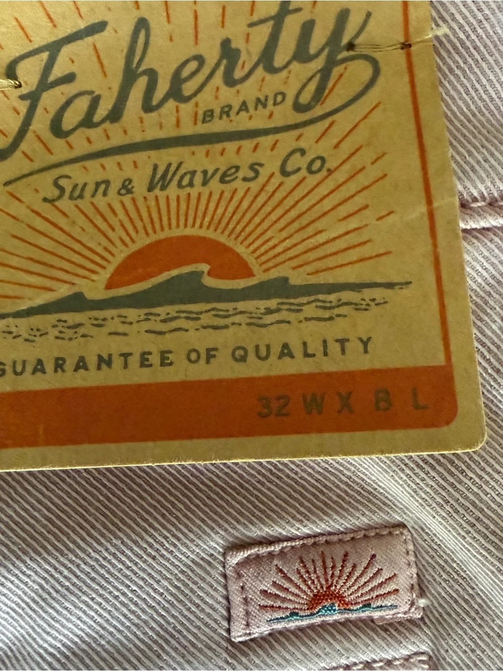Faherty Brand Cosstline Men’s Chino Short Spring Quartz Size 32/8” Inseam NWT